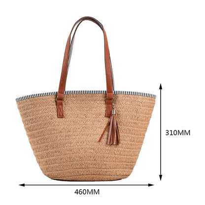 New Fashion Casual Straw Women Tote Bag Summer Designer Large Capacity Shoulder Handbas Beach Straw Bag Lady Travel Basket Purse