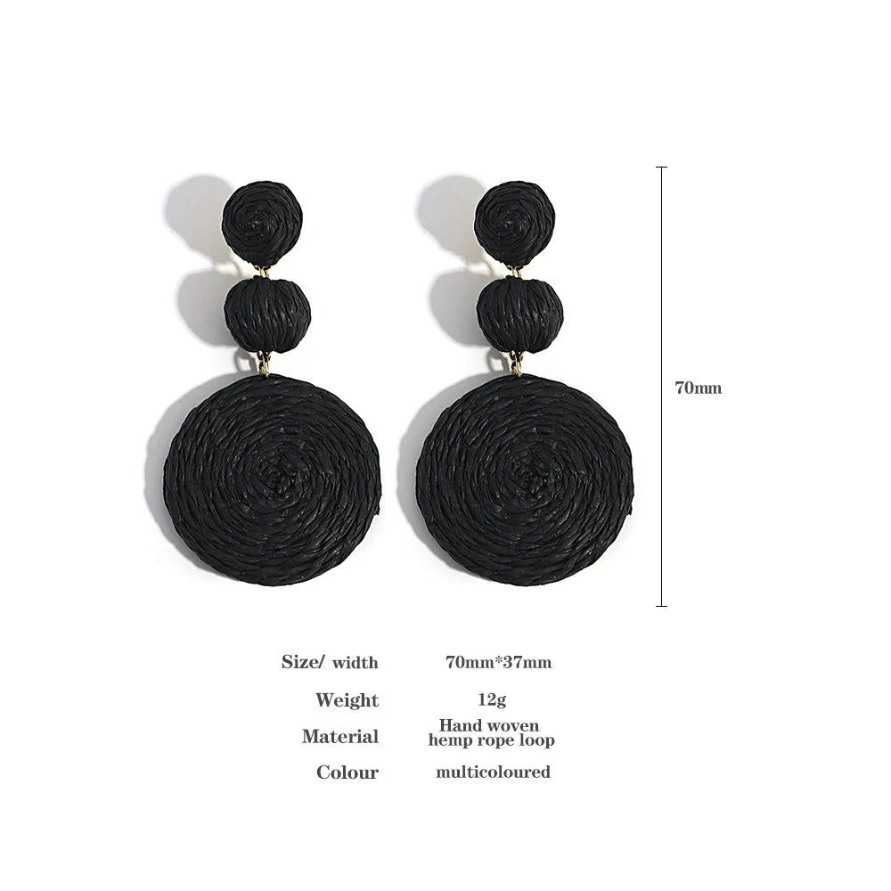 Vando™ Handmade Boho Raffia Drop Earrings