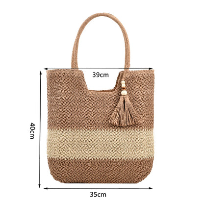 New Fashion Casual Straw Women Tote Bag Summer Designer Large Capacity Shoulder Handbas Beach Straw Bag Lady Travel Basket Purse