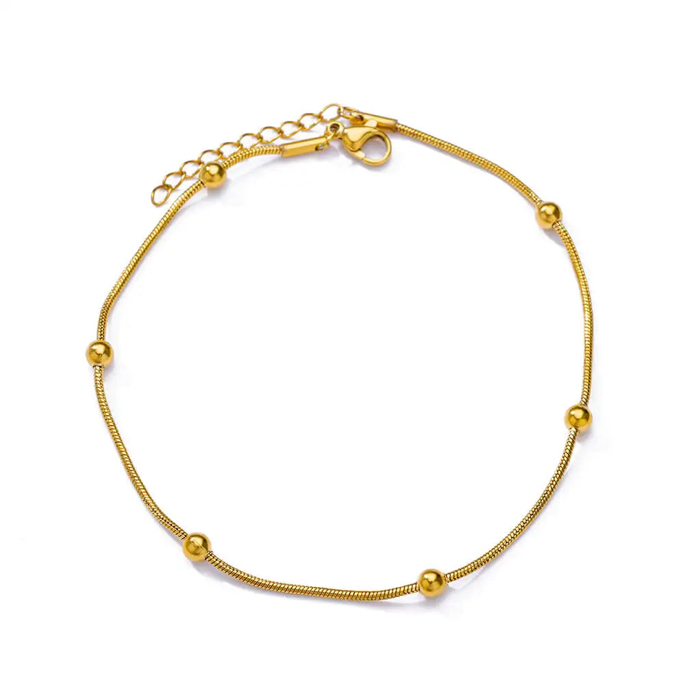 Vando™ Boho Beach Anklet — Gold Pearl Chain