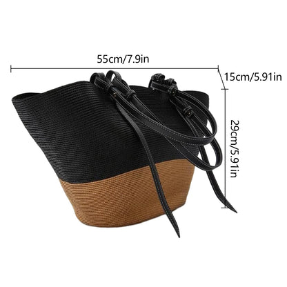 New Fashion Casual Straw Women Tote Bag Summer Designer Large Capacity Shoulder Handbas Beach Straw Bag Lady Travel Basket Purse
