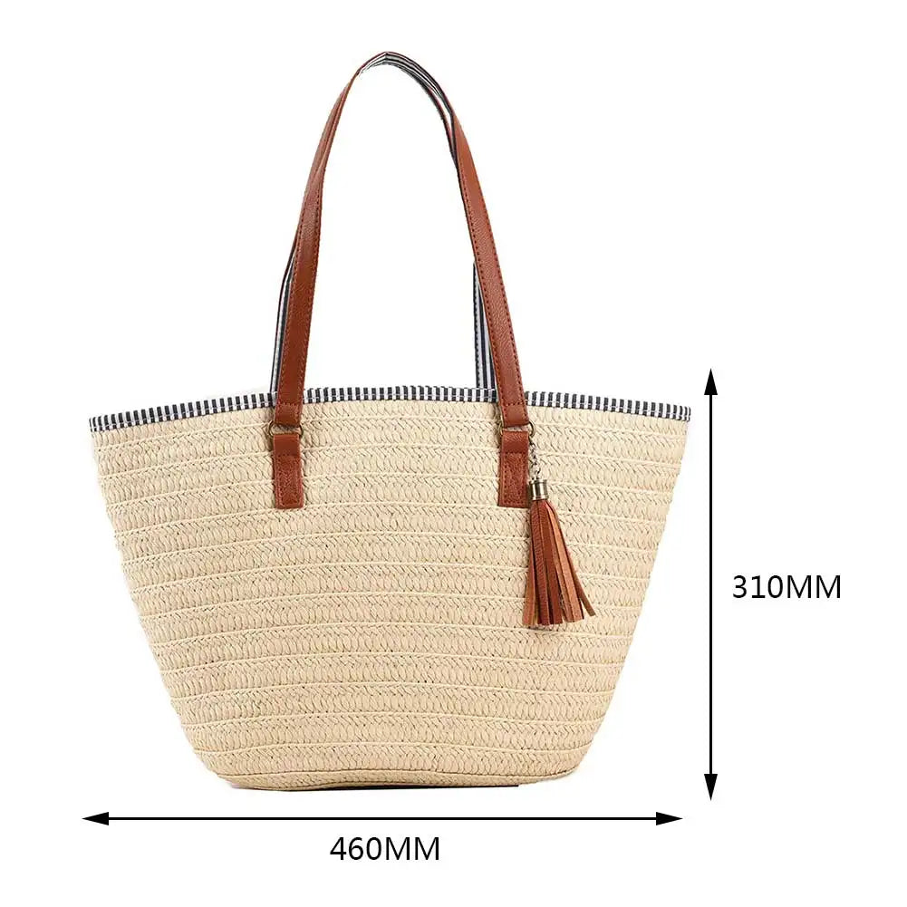 New Fashion Casual Straw Women Tote Bag Summer Designer Large Capacity Shoulder Handbas Beach Straw Bag Lady Travel Basket Purse