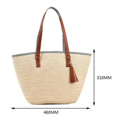 New Fashion Casual Straw Women Tote Bag Summer Designer Large Capacity Shoulder Handbas Beach Straw Bag Lady Travel Basket Purse