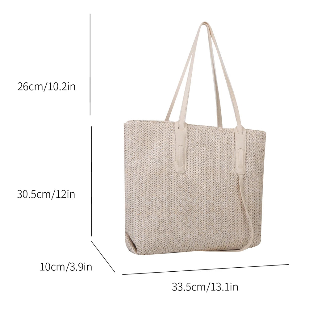 New Fashion Casual Straw Women Tote Bag Summer Designer Large Capacity Shoulder Handbas Beach Straw Bag Lady Travel Basket Purse