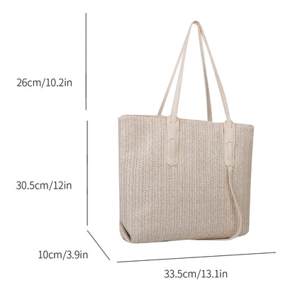 New Fashion Casual Straw Women Tote Bag Summer Designer Large Capacity Shoulder Handbas Beach Straw Bag Lady Travel Basket Purse