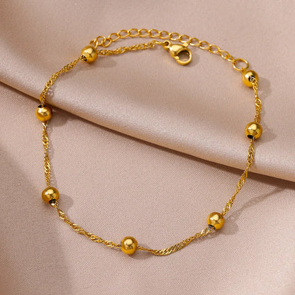 Vando™ Boho Beach Anklet — Gold Pearl Chain