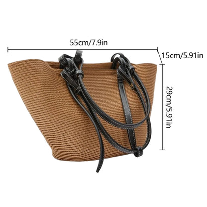 New Fashion Casual Straw Women Tote Bag Summer Designer Large Capacity Shoulder Handbas Beach Straw Bag Lady Travel Basket Purse