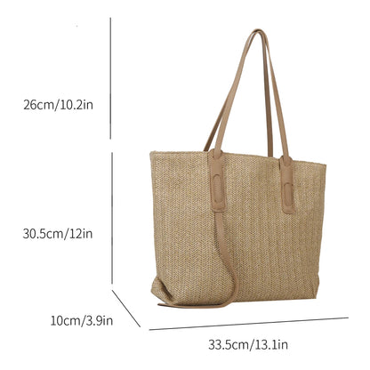 New Fashion Casual Straw Women Tote Bag Summer Designer Large Capacity Shoulder Handbas Beach Straw Bag Lady Travel Basket Purse
