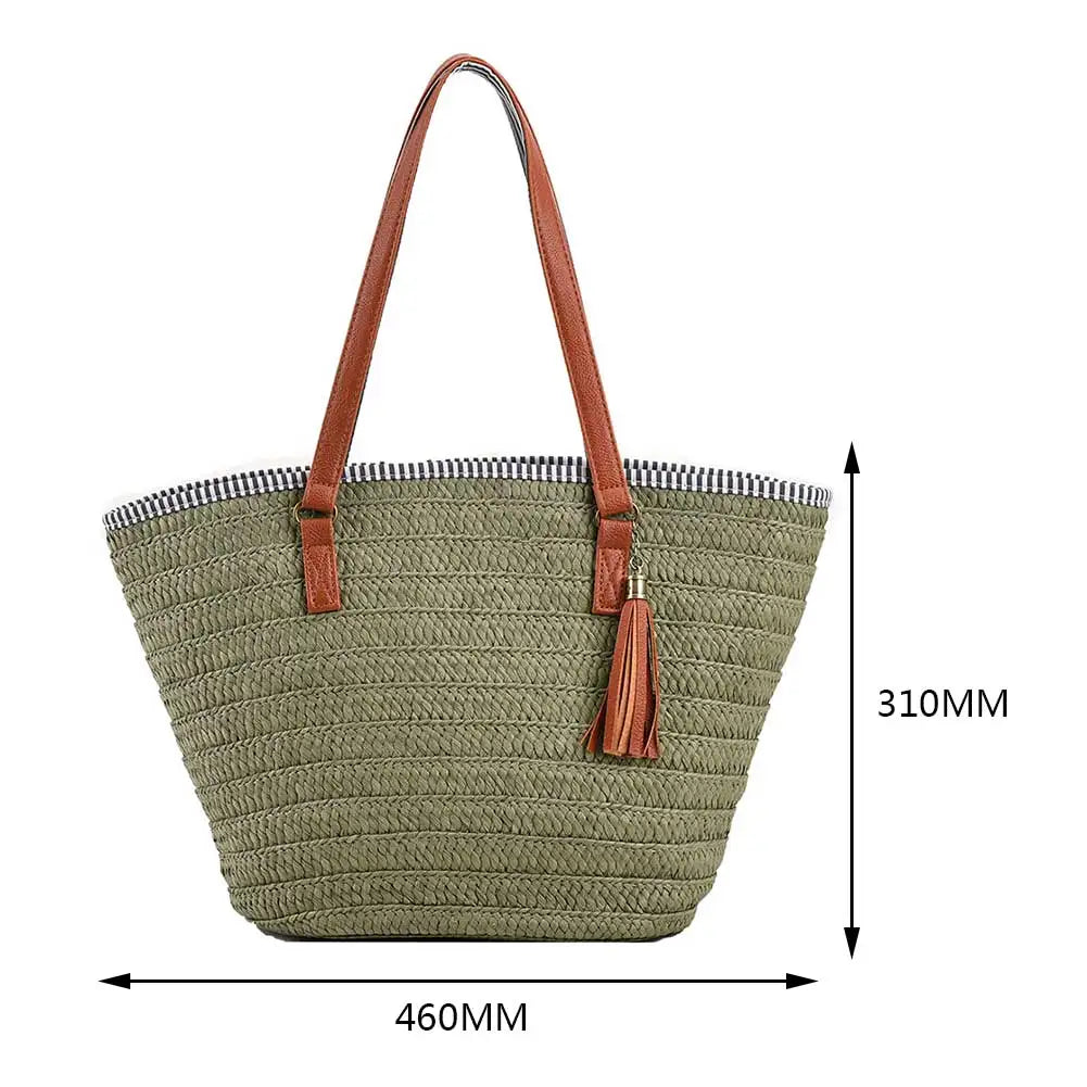 New Fashion Casual Straw Women Tote Bag Summer Designer Large Capacity Shoulder Handbas Beach Straw Bag Lady Travel Basket Purse