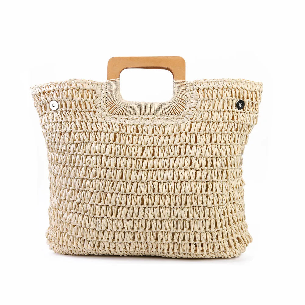 New Fashion Casual Straw Women Tote Bag Summer Designer Large Capacity Shoulder Handbas Beach Straw Bag Lady Travel Basket Purse