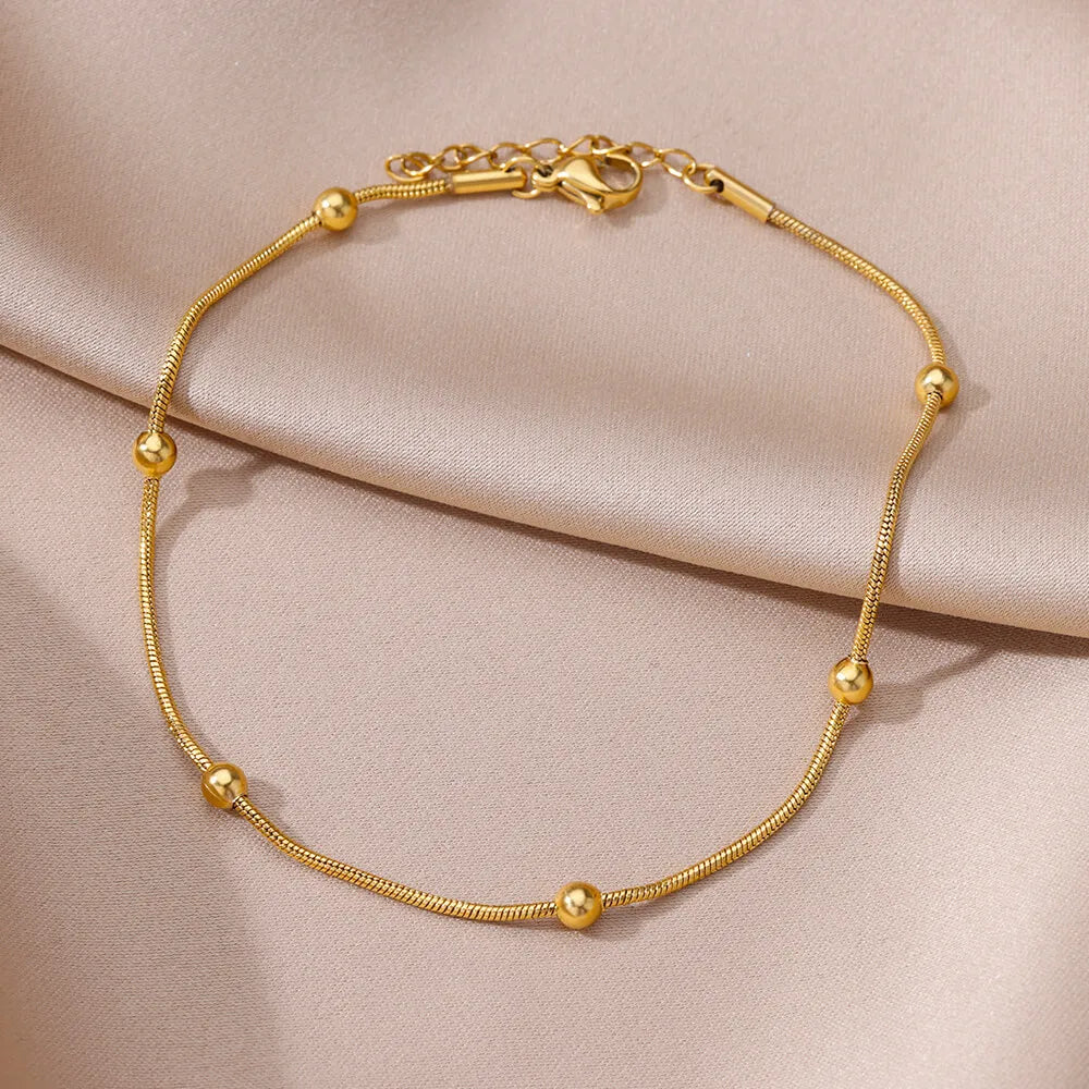 Vando™ Boho Beach Anklet — Gold Pearl Chain