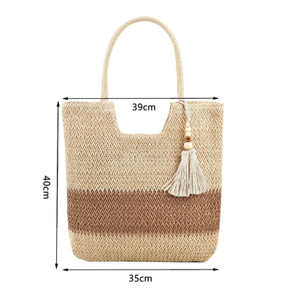 New Fashion Casual Straw Women Tote Bag Summer Designer Large Capacity Shoulder Handbas Beach Straw Bag Lady Travel Basket Purse