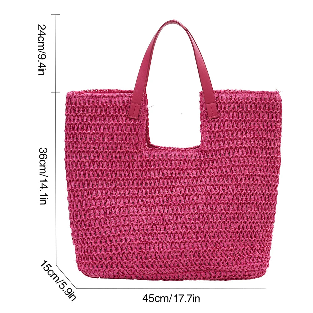 New Fashion Casual Straw Women Tote Bag Summer Designer Large Capacity Shoulder Handbas Beach Straw Bag Lady Travel Basket Purse