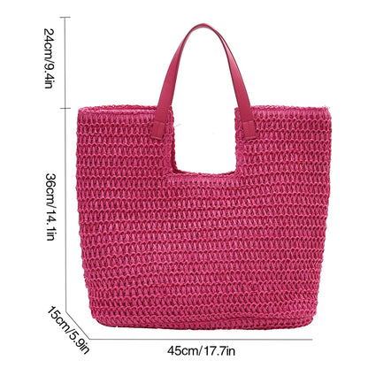 New Fashion Casual Straw Women Tote Bag Summer Designer Large Capacity Shoulder Handbas Beach Straw Bag Lady Travel Basket Purse