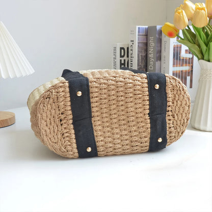 New Fashion Casual Straw Women Tote Bag Summer Designer Large Capacity Shoulder Handbas Beach Straw Bag Lady Travel Basket Purse