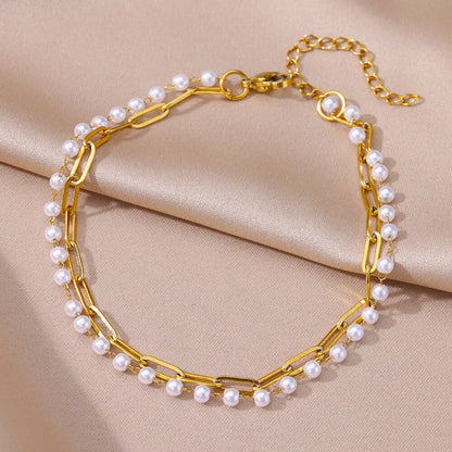 Vando™ Boho Beach Anklet — Gold Pearl Chain