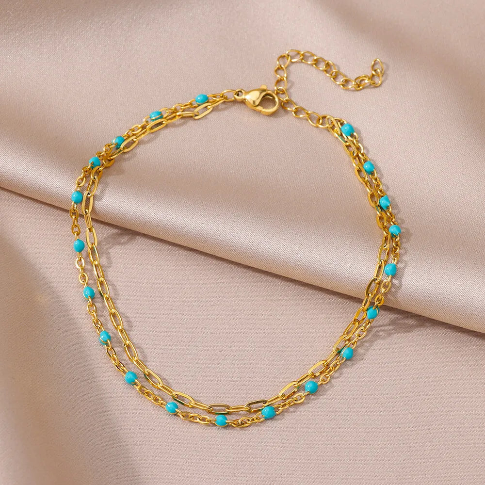 Vando™ Boho Beach Anklet — Gold Pearl Chain