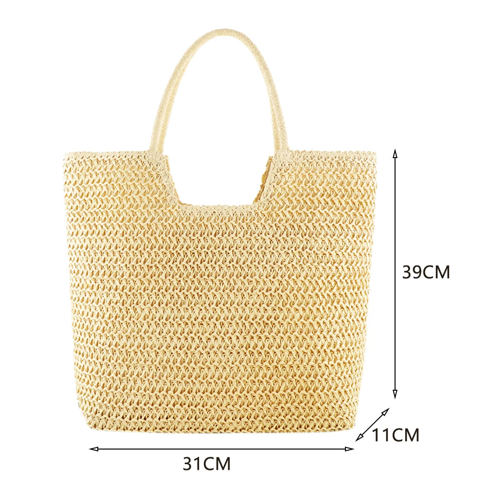 New Fashion Casual Straw Women Tote Bag Summer Designer Large Capacity Shoulder Handbas Beach Straw Bag Lady Travel Basket Purse