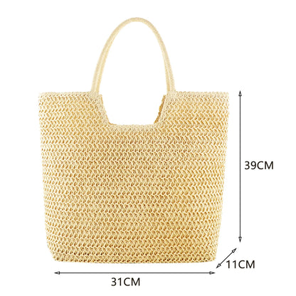 New Fashion Casual Straw Women Tote Bag Summer Designer Large Capacity Shoulder Handbas Beach Straw Bag Lady Travel Basket Purse