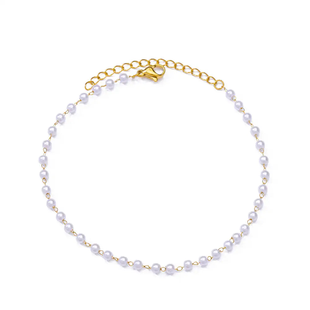 Vando™ Boho Beach Anklet — Gold Pearl Chain