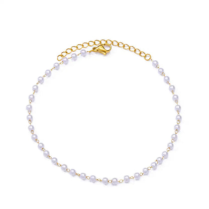 Vando™ Boho Beach Anklet — Gold Pearl Chain