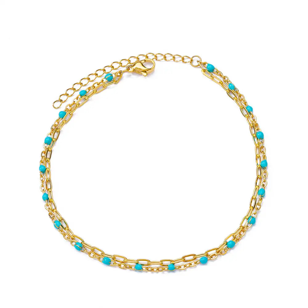 Vando™ Boho Beach Anklet — Gold Pearl Chain