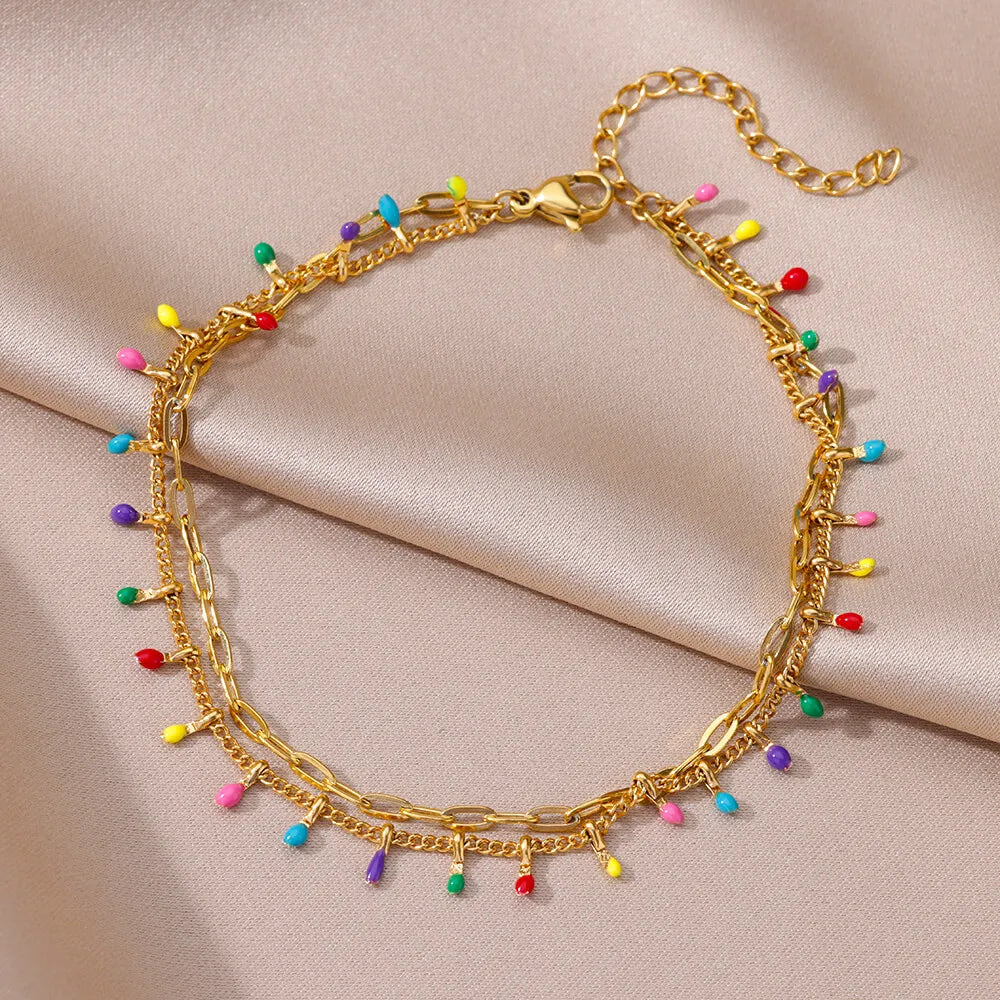 Vando™ Boho Beach Anklet — Gold Pearl Chain