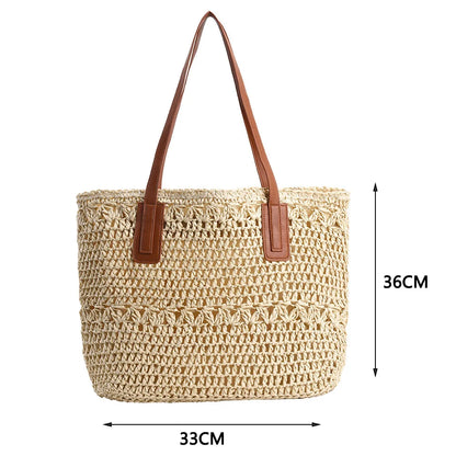 New Fashion Casual Straw Women Tote Bag Summer Designer Large Capacity Shoulder Handbas Beach Straw Bag Lady Travel Basket Purse